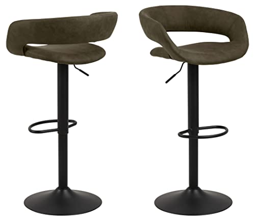 AC Design Furniture Jack Barhocker 2er Set, H: 104 x B: 54,5 x T: 48,5 cm, Olivgrün/Schwarz, Stoff/Metall, 2 Stk. von AC Design Furniture