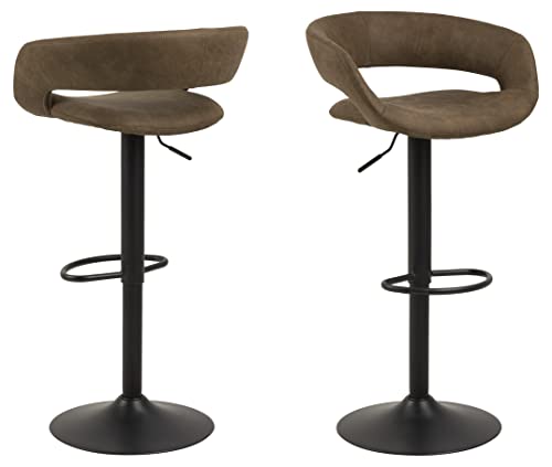 AC Design Furniture Jack Barhocker 2er Set, H: 104 x B: 54,5 x T: 48,5 cm, Hellbraun/Schwarz, Stoff/Metall, 2 Stk. von AC Design Furniture