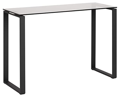 AC Design Furniture Jannis Konsolentisch mit Tischplatte aus Rauchglas und Schwarze Stahlsockel, Beistelltisch aus Gehärtetem Glas, Wohnzimmermöbel, Flurtisch, B: 110 x H: 76 x T: 40 cm von AC Design Furniture