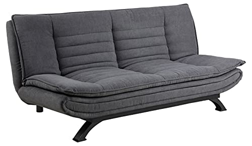 AC Design Furniture Jasper Bettcouch Dunkelgrau/Schwarz, Schlafsofa mit 3 Liegepositionen, Moderner 3-Sitzer Ohne Armlehne, Gepolstert mit Schwarzen Metallbeinen, L: 196 x H: 91 x T: 98 cm von AC Design Furniture