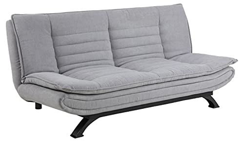 AC Design Furniture Jasper Bettcouch Hellgrau/Schwarz, Schlafsofa mit 3 Liegepositionen, Moderner 3-Sitzer Ohne Armlehne, Gepolstert mit schwarzen Metallbeinen, L: 196 x H: 91 x T: 98 cm von AC Design Furniture