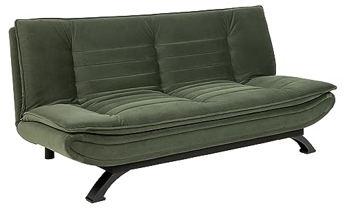 AC Design Furniture Jasper Bettcouch in Waldgrün, Schlafsofa mit 3 Liegepositionen, Moderner 3-Sitzer ohne Armlehne, Polstersofa mit Mikrofaserbezug und Schwarzen Beinen, B: 196 x H: 91 x T: 98 cm AC Design Furniture Jasper Bettcouch in Waldgrün, Schlafsofa mit 3 Liegepositionen, Moderner 3-Sitzer ohne Armlehne, Polstersofa mit Mikrofaserbezug und Schwarzen Beinen, B: 196 x H: 91 x T: 98 cm von AC Design Furniture