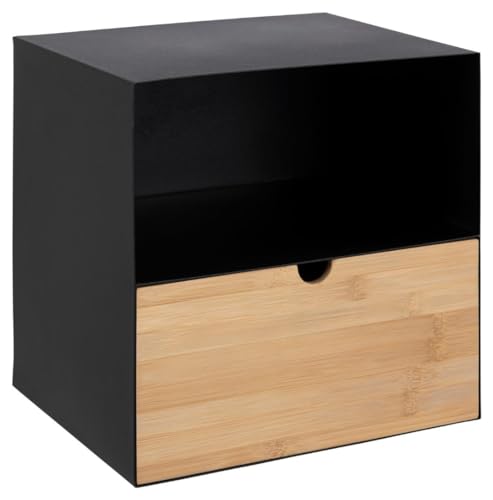 AC Design Furniture Jeppe Nachttisch, H: 30 x B: 30 x T: 25 cm, Schwarz, Metall/Bambus, 1 Stk. von AC Design Furniture