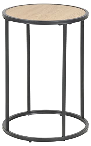 AC Design Furniture Jörn runder Beistelltisch mit Tischplatte in Eichenoptik und schwarzem Metallfuß, Industriedesign, Wohnzimmer- oder Akzenttisch, 1 Stück AC Design Furniture Jörn runder Beistelltisch mit Tischplatte in Eichenoptik und schwarzem Metallfuß, Industriedesign, Wohnzimmer- oder Akzenttisch, 1 Stück von AC Design Furniture