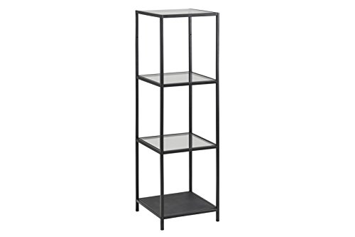 AC Design Furniture Jörn Metall Bücherregal mit 3 Ablagen, Regal aus Metall und Glas im Industrial Style, Aufbewahrungsregal für Wohnzimmer, Home Office Möbel, Schlafzimmermöbel, Einfach zu Montieren von AC Design Furniture