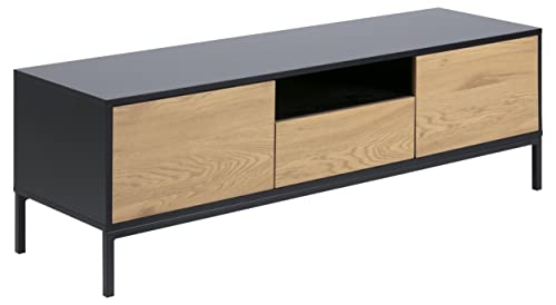 AC Design Furniture Jörn TV-Tisch mit 2 Türen und 1 Schublade, H: 45 x B: 140 x 40 cm, Wildeiche Optik/Schwarz, Holz/Metall, 1 Stk. von AC Design Furniture