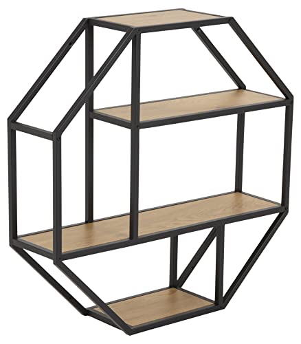 AC Design Furniture Jörn achteckiges Wandregal mit 3 Ablagen, Wildeiche-Optik mit Schwarzem Metallrahmen, Geometrisches Regal mit 3 Ablagen, Wanddeko, Wohnzimmer, B: 77 x T: 20 x H: 77 cm AC Design Furniture Jörn achteckiges Wandregal mit 3 Ablagen, Wildeiche-Optik mit Schwarzem Metallrahmen, Geometrisches Regal mit 3 Ablagen, Wanddeko, Wohnzimmer, B: 77 x T: 20 x H: 77 cm von AC Design Furniture