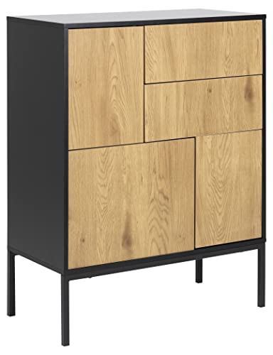 AC Design Furniture Jörn industrielles Sideboard, geräumige Aufbewahrung, Büro- und Wohnzimmermöbel, Wildeiche-Optik/schwarz, Holz/Metall, H: 103 x B: 40 X L: 80 cm, 1 Stück von AC Design Furniture