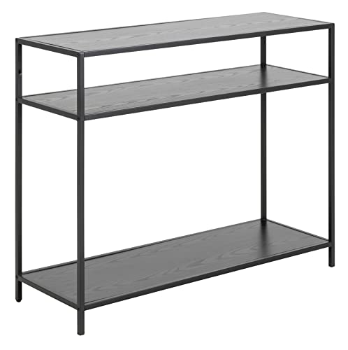 AC Design Furniture Jörn rechteckiger Konsolentisch mit 2 Regalböden, L: 100 B: 35 H: 79 cm, Schwarze Escheoptik, Schwarz, Holz/Metall, 1 Einheit von AC Design Furniture