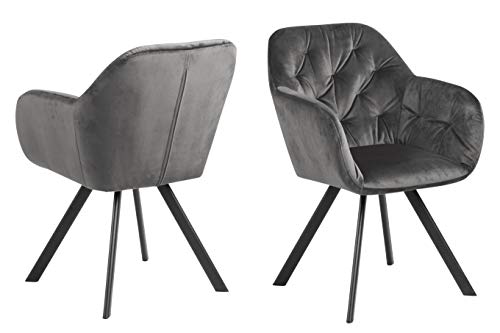 AC Design Furniture Kerstin Stuhl, Samt, B: 57,5 x H: 81,5 x T: 61,5 cm, 1 Stück, 82122, Grau von AC Design Furniture