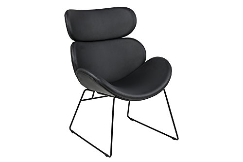 AC Design Furniture Carlee Loungestuhl, B: 69 x H: 90,5 x T: 78,5 cm, Schwarz/Schwarz, Lederlook/Metall, 1 Stk. von AC Design Furniture