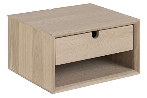 AC Design Furniture Lena Nachttisch aus Holz für Wandmontage, Beistelltisch mit 1 Schublade, Wandregal fürs Schlafzimmer, B: 37 x T: 32 x H: 21 cm, Eiche Furnier, 1 Stk. von AC Design Furniture