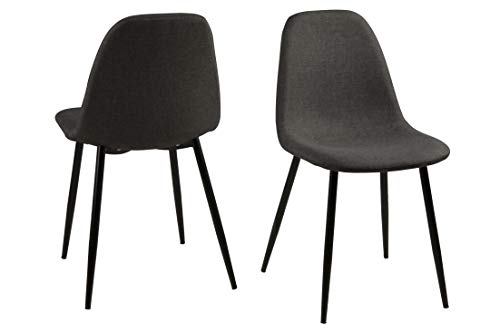 AC Design Furniture Linea Esszimmerstühle 4er Set, B: 44,5 x T:56 x H: 84 cm, Dunkelgrau/Schwarz, Stoff/Metall, 4 Stk von AC Design Furniture
