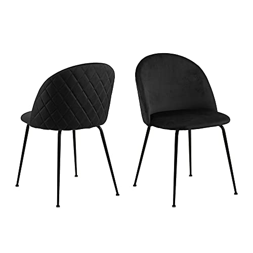 AC Design Furniture Lolly Esszimmerstühle 2er Set, H: 80,5 x B: 49,4 x T: 54 cm, Schwarz/Schwarz, Samt/Metall, 2 Stk von AC Design Furniture