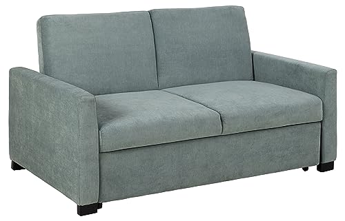 AC Design Furniture Maika Bettcouch in Dusty Green, 2-Sitzer Sofa mit Schlaffunktion und Armlehnen, Verstellbare Rückenlehne, Polstersofa Grün mit Schwarzen Holzbeinen, B: 153 x H: 84 x T: 98 cm von AC Design Furniture