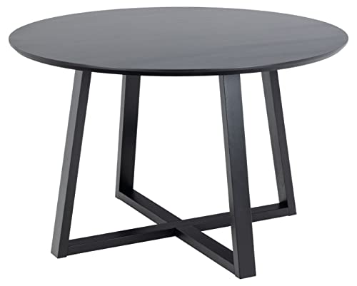 AC Design Furniture Malene Runder Esstisch für 4 Personen, Ø: 120 x H: 75 cm, Esszimmertisch mit Eichenfurnier und Gekreuztem Gestell in Schwarz, Esszimmermöbel Ganz in Schwarz von AC Design Furniture