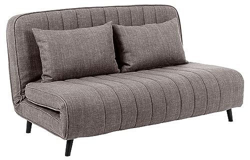 AC Design Furniture Marko Klappbares Schlafsofa in Hellgrau-Braun, 2-Sitzer Sofa mit Schlaffunktion, Klappbares Schlafsofa mit 2 Kissen, Gepolstertes Gästebett, B: 150 x H: 82 x T: 200 cm von AC Design Furniture