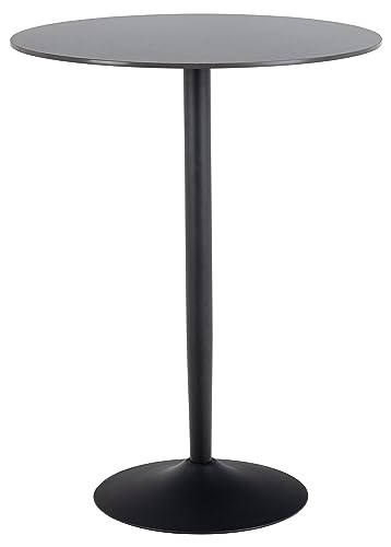 AC Design Furniture Marta Stehtisch in Schwarz mit Hitzebeständiger und Kratzfester Keramik-Tischplatte, Schwarzer Metalltrompetenfuß, Runder Stehtisch in Modernem Design, Ø: 80 x H: 105 cm von AC Design Furniture