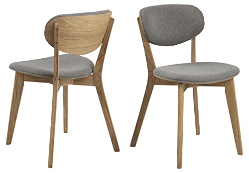 AC Design Furniture Mille Esszimmerstühle, H: 80,5 x B: 46,5 x T: 53 cm, Ø: 60 cm, Hellgrau, Stoff/Eiche, 2 Stk. von AC Design Furniture