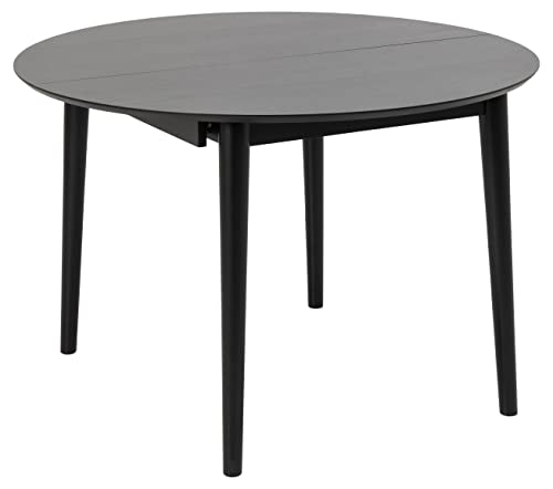 AC Design Furniture Monty Ausziehbarer Esstisch für 6 Personen, Runde Tischplatte aus Schwarzem Eichenfurnier mit Runden Beinen, Küchentisch mit Ausziehplatte, Ø: 115 x H: 75 cm von AC Design Furniture