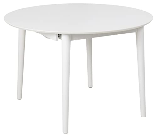 AC Design Furniture Monty Ausziehbarer Esstisch für 6 Personen, Runde Tischplatte in Weiß mit Runden Beinen, Küchentisch mit Ausziehplatte, Ø: 115 x H: 75 cm von AC Design Furniture