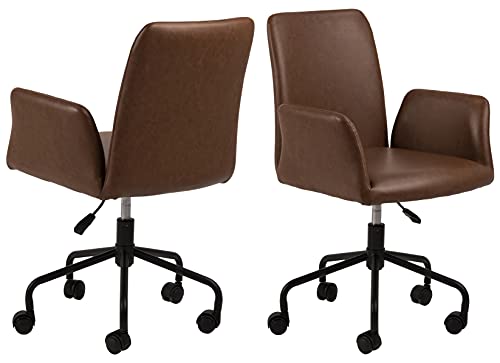 AC Design Furniture Naila Schreibtischstuhl, H: 84 x B: 57 x T: 58,5 cm, Braun/Mattschwarz, PU-Stoff/Metall, 1 Stk. von AC Design Furniture