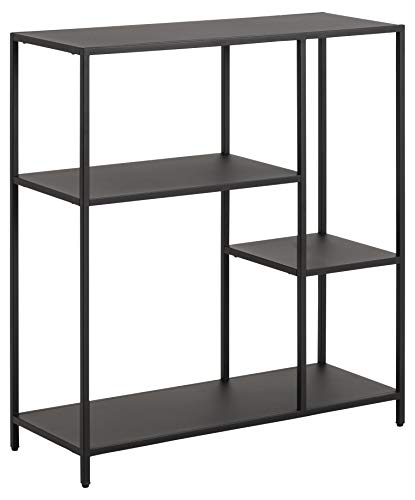 AC Design Furniture Norbert Asymmetrisches Doppel-Bücherregal mit 3 Ablagen, B: 79,5 x H: 86 x T: 30 cm, Schwarz, Metall, 1 Stk. von AC Design Furniture