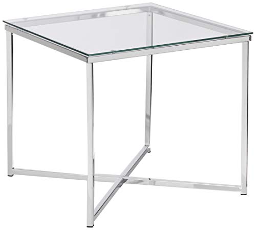 AC Design Furniture Gurli Ecktisch Quadratisch, B: 50 x T: 50 x H: 45 cm, Klar/Chrom, Glas/Metall, 1 Stk von AC Design Furniture
