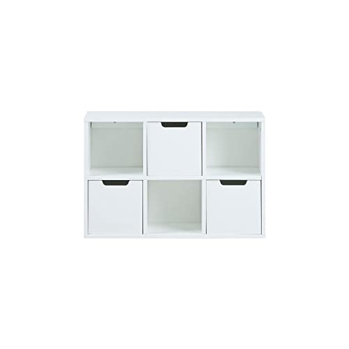 AC Design Furniture Mariela Wandregal mit 3 Schubladen und 3 Offenen Ablagen, B: 58 x T:18 x H: 39 cm, Weiß, Holz, 1 Stk. von AC Design Furniture