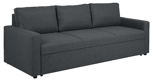 AC Design Furniture Richard 3 Sitzer mit Schlaffunktion in Dunkelgrau, Polstersofa mit Ausziehbarer Bettfunktion und 3 Kissen, B: 219 x H: 84 x T: 86 cm von AC Design Furniture