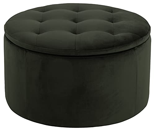 AC Design Furniture Rocco runde Ottomane, H: 35 x B: 60 x T: 60 cm, Ø: 60 cm, Dunkelgrün, Stoff, 1 Stk. von AC Design Furniture