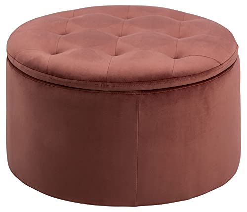 AC Design Furniture Rocco runde Ottomane, H: 35 x B: 60 x T: 60 cm, Ø: 60 cm, Koralle, Stoff, 1 Stk. von AC Design Furniture