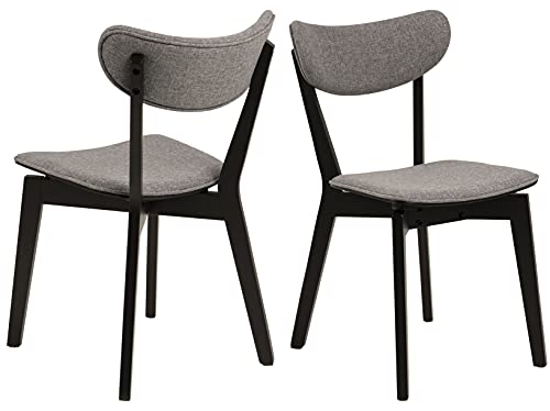 AC Design Furniture Roxanne Esszimmerstühle 2er Set, H: 79,5 x B: 45 x T: 55 cm, Grau/Schwarz, Stoff/Gummibaumholz, 2 Stk. von AC Design Furniture