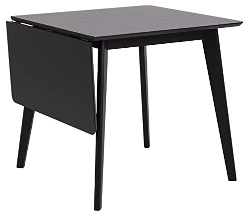 AC Design Furniture Roxanne Esstisch Schwarz für 4 Personen, Ausziehbarer Küchentisch Schwarz, Moderner Retro-Stil fürs Esszimmer, Esstisch eckig, B: 80 x T: 80 x H: 76 cm von AC Design Furniture