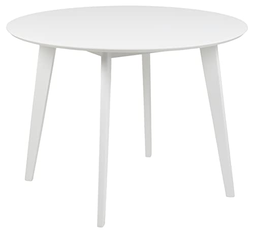 AC Design Furniture Roxanne Esstisch für 4 Personen in Weiß, Ø: 105 x H: 76 cm, Küchentisch mit Weißer Lackierung, Moderner Retro Stil für das Esszimmer, Esstisch Rund von AC Design Furniture