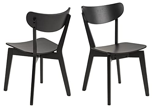 AC Design Furniture Roxanne Esszimmerstühle 2er Set, H: 79,5 x B: 45 x T: 55 cm, Schwarz, Eichefurnier/Gummibaumholz, 2 Stk. von AC Design Furniture
