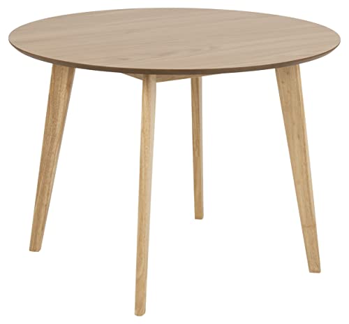 AC Design Furniture Roxanne Runder Esstisch für 4 Personen in Eichenoptik, Ø: 105 x H: 76 cm, Küchentisch mit Eichenfurnier und Beinen in Eichenoptik Gebeizt, Moderner Retro Stil für das Esszimmer von AC Design Furniture