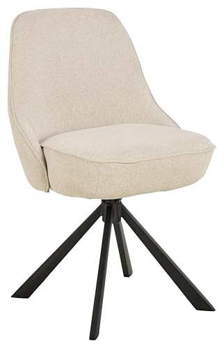 AC Design Furniture Sarah Esszimmerstuhl, Apia Stoff beige, 4 Stern Gestell matt schwarz rau pulverbeschichtet Stahl mit drehfunktion und taschenfedern, Colli 2 Stück von AC Design Furniture