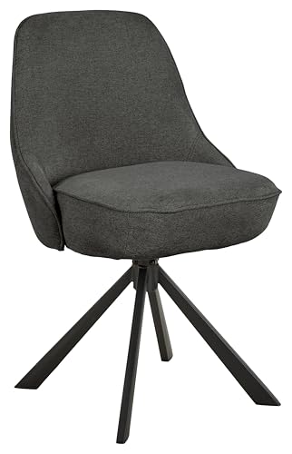 AC Design Furniture Sarah Esszimmerstuhl, Apia Stoff dunkelgrau, 4 Stern Gestell matt schwarz rau pulverbeschichtet Stahl mit drehfunktion und taschenfedern, Colli 2 Stück von AC Design Furniture
