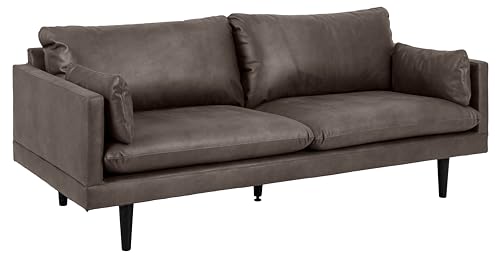 AC Design Furniture Sune 3-Sitzer in Anthrazit, Polstersofa in Lederoptik mit 2 Kissen und Schwarzen Holzbeinen, B: 200 x H: 83 x T: 82 cm von AC Design Furniture