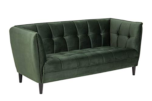 AC Design Furniture Josephine Sofa, H 82 x B 182 x T 80 cm, Waldgrün/Schwarz, Velours/Rubberwood von AC Design Furniture