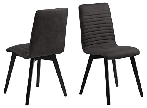AC Design Furniture Sofi Esszimmerstuhl, H: 90 x B: 42 x T: 43 cm, Anthrazit/Grau, Stoff, 2 Stk. von AC Design Furniture
