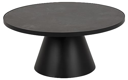 AC Design Furniture Solveig Couchtisch in Schwarz, Runder Couchtisch, Hitze- und Kratzbeständige Keramikplatte, Säulenfuß, Ø: 85,7 x H: 40 cm von AC Design Furniture