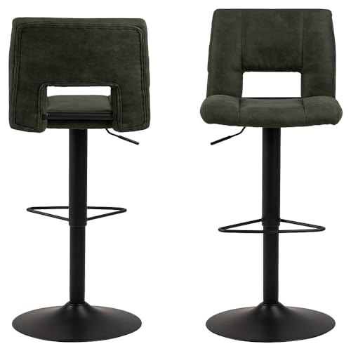 AC Design Furniture Sonia Barhocker 2er Set, H: 115 x B: 41,5 x T: 52 cm, Olivgrün/Schwarz, Stoff/Metall, 2 Stk. von AC Design Furniture