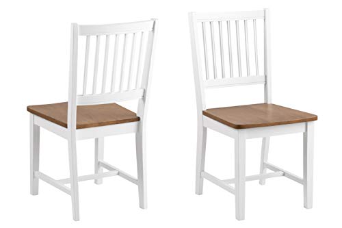 AC Design Furniture Benjamin 2er Set Esszimmerstühle in Landhausstil, Küchenstühle aus Holz, Weiss und Eichenoptik, B: 43 x H: 89 x T: 50,5 cm von AC Design Furniture