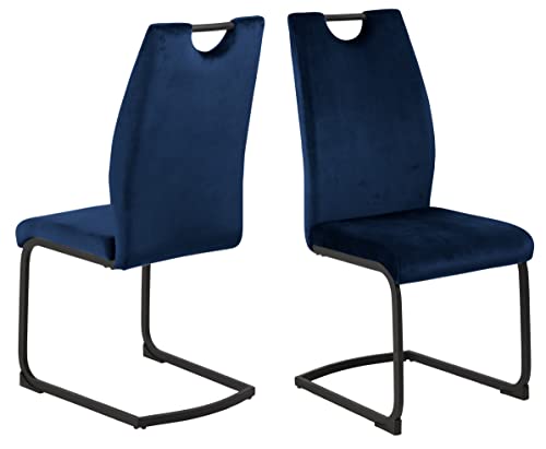 AC Design Furniture Ursula Samt-Esszimmerstühle 2er-Set mit Rückenlehne, gepolsterter Esszimmerstuhl mit dunkelblauem Stoff, schwarze Metallbeine, modern elegant Freischwinger, bequemer Esszimmerstuhl AC Design Furniture Ursula Samt-Esszimmerstühle 2er-Set mit Rückenlehne, gepolsterter Esszimmerstuhl mit dunkelblauem Stoff, schwarze Metallbeine, modern elegant Freischwinger, bequemer Esszimmerstuhl von AC Design Furniture