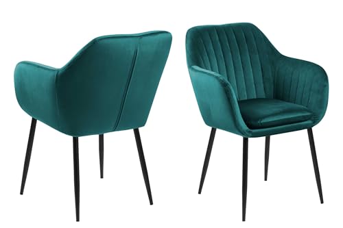 AC Design Furniture Wendy Esszimmerstuhl, B: 57 x T:61 x H: 83 cm, Flaschengrün/Schwarz, Samt/Metall, 1 Stk. von AC Design Furniture