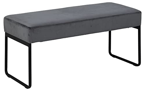 AC Design Furniture Xenia Samtbank in Dunkelgrau, Kompakte Sitzbank im Modernen Stil, Polsterbank mit Schwarzen Beinen, Flurbank, Schlafzimmermöbel, L: 95 x T: 38 x H: 46 cm von AC Design Furniture