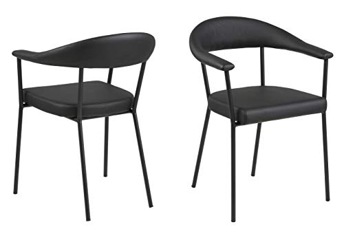 AC Design Furniture Ana 2er Set Esszimmerstühle in Schwarz, Küchenstühle aus Kunstleder und Metall, B: 56 x H: 77,5 x T: 52,5 cm von AC Design Furniture