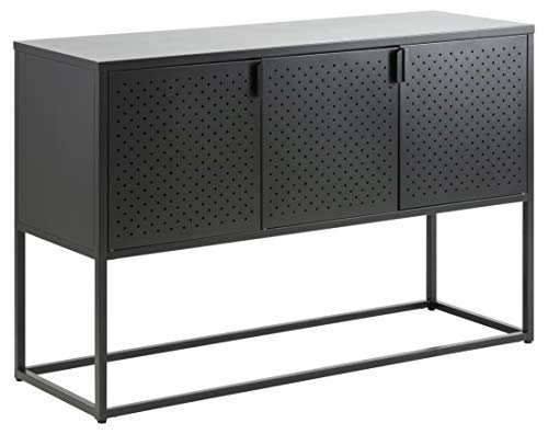 AC Design Furniture Nino Anrichte mit 3 Türen, B: 120 x H: 80 x T: 40 cm, Schwarz, Metall, 1 Stk von AC Design Furniture
